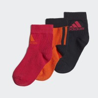 MEIAS ADIDAS ANKLE KIDS LARANJA/PINK/PRETO - TRIPACK